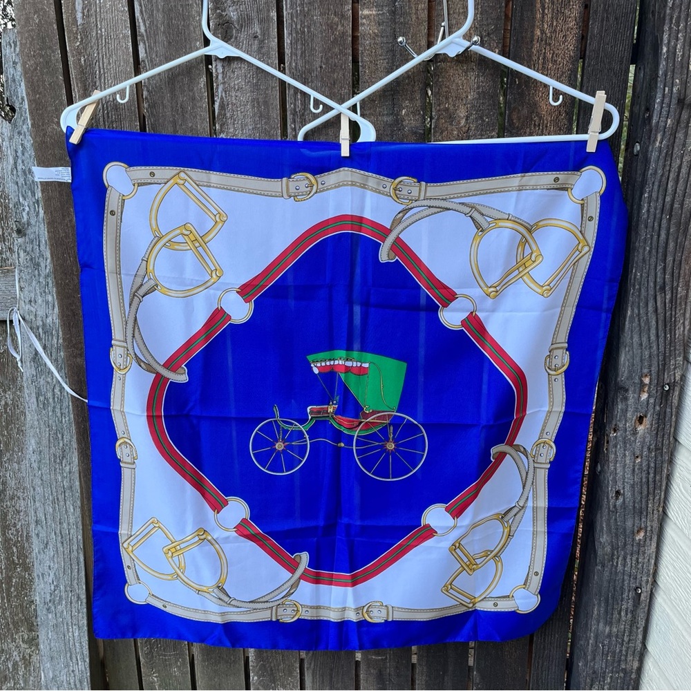 Laurent Of France Vintage Equestrian Carriage Italian Square Scarf